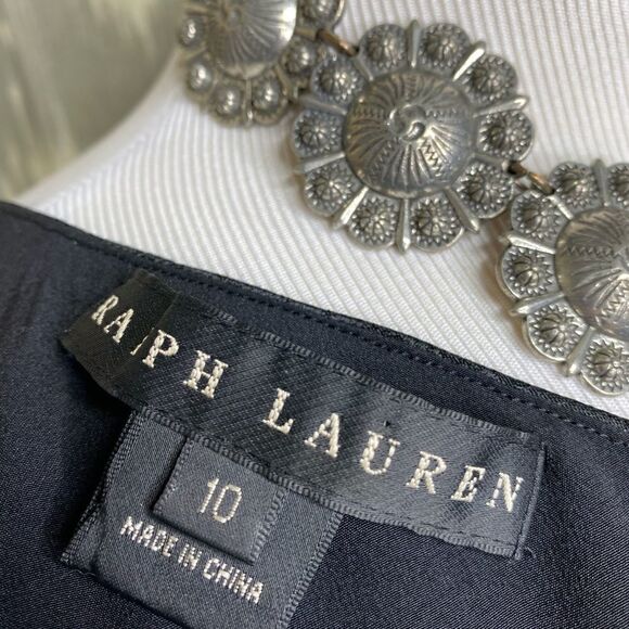 Ralph Lauren Spring 2007 Jet Black Stretch Silk Damask Piano Fringe Pencil Skirt - Picture 2 of 16